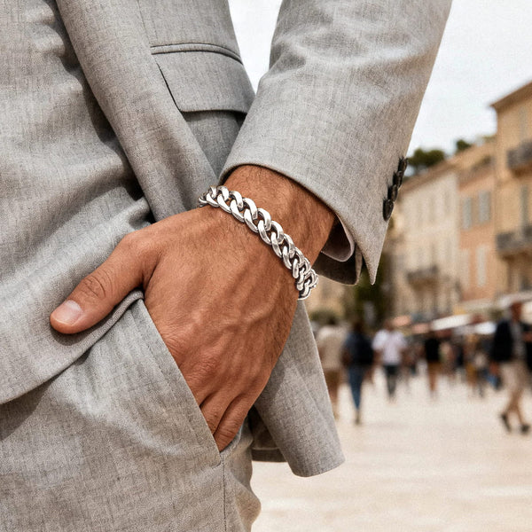 幅11mmシルバーキューバンリンクブレスレット | Classy Men Collection