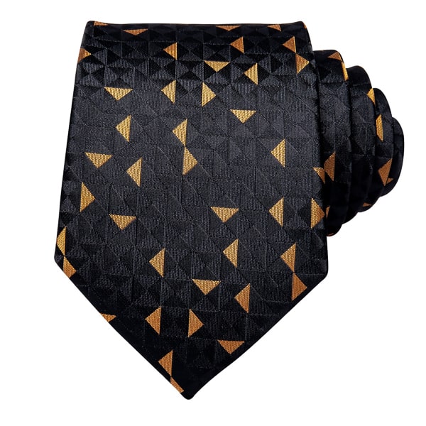 Black gold pyramid silk tie