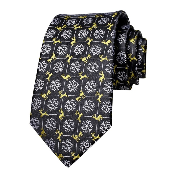 Black yellow gold winter silk tie