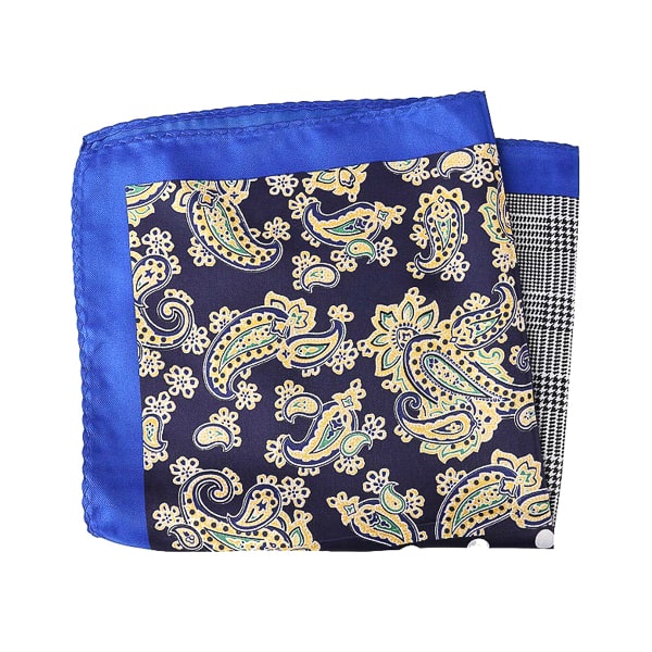 Blue multi-pattern pocket square