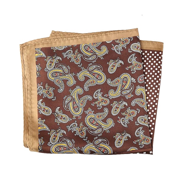Brown multi-pattern pocket square