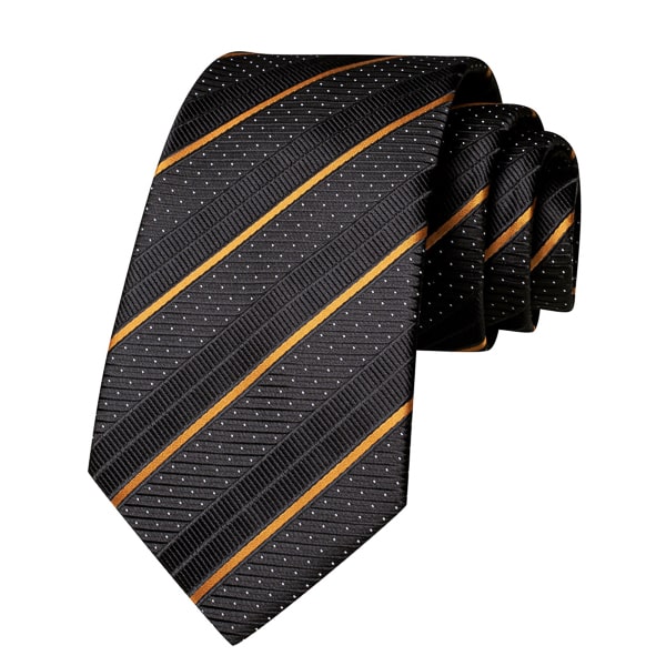 Carbon black gold striped silk tie