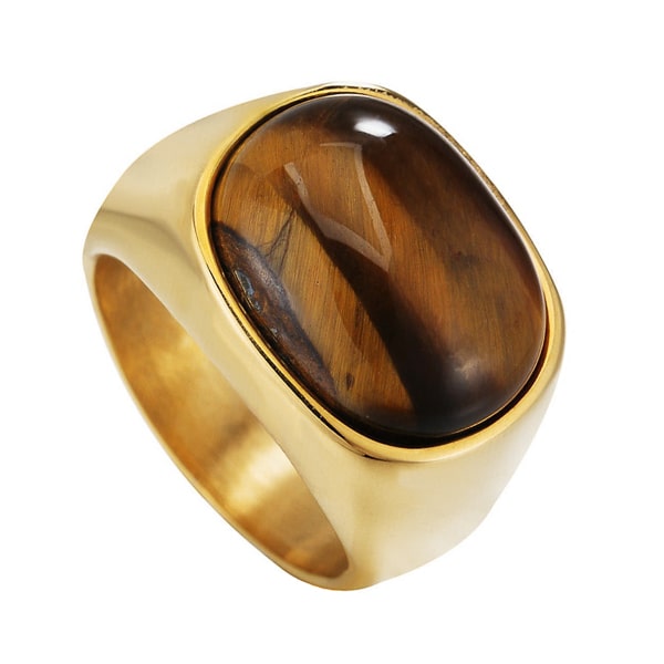 Gold oval tiger eye ring