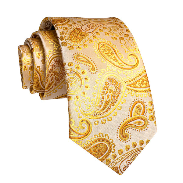 Golden pailsey silk tie