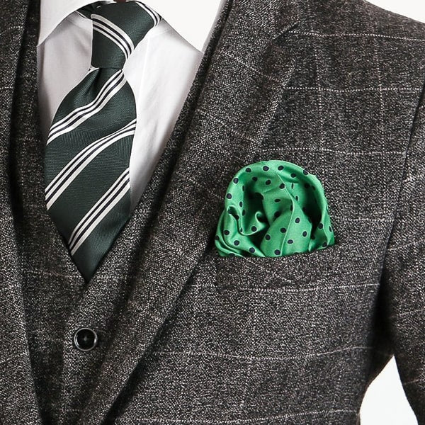 Green Navy Blue Dotted Pocket Square Classy Men Collection