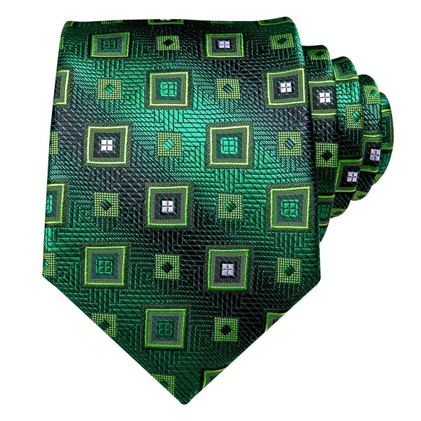 Green mixer square silk tie