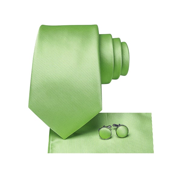 Light green striped silk tie set