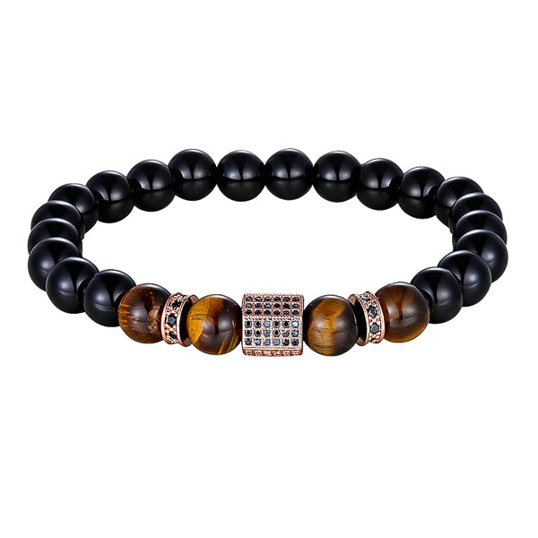 Rose gold elegant tiger eye bead bracelet for men