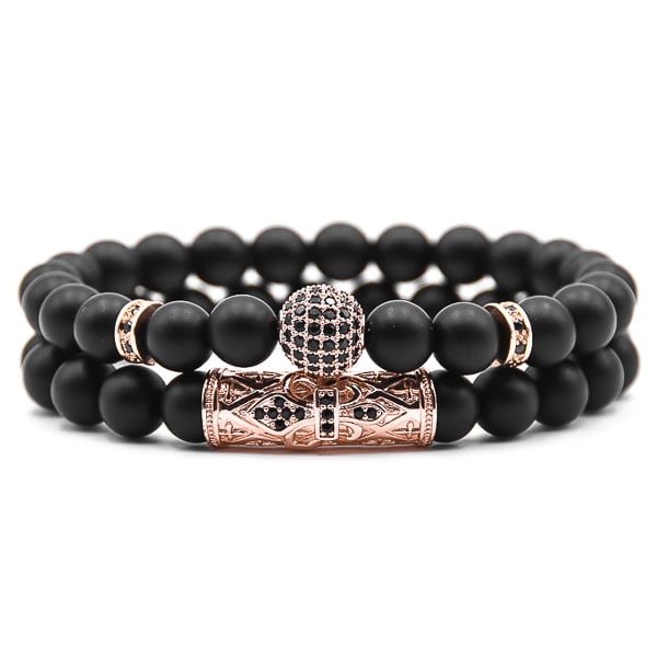 Rose gold matte black bracelet set