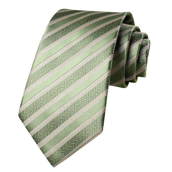 Sage green striped silk tie