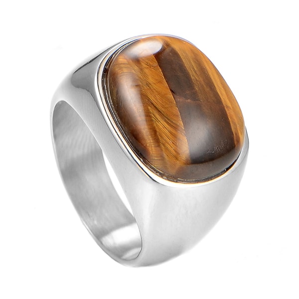 Silver oval tiger eye ring