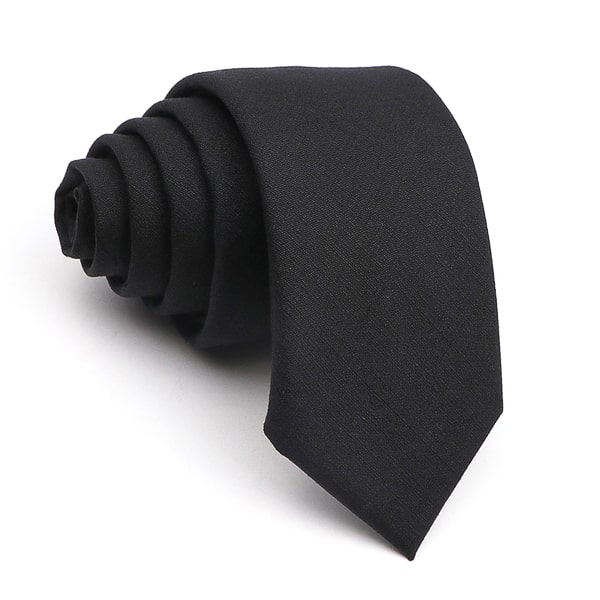 Solid black skinny tie