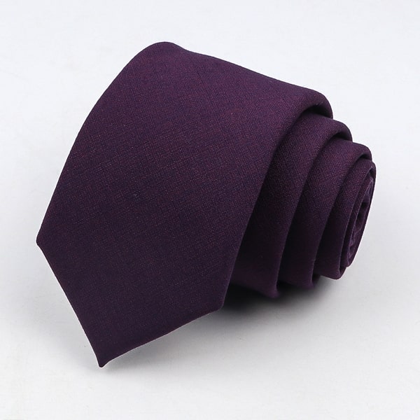 Solid dark purple skinny tie details
