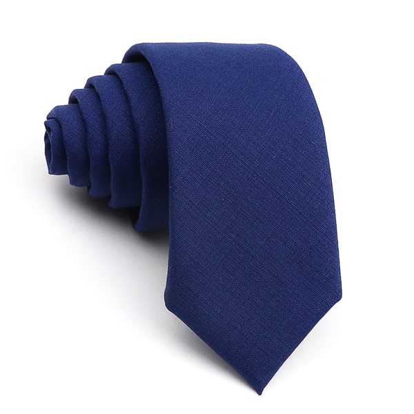 Solid navy blue skinny tie