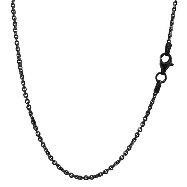 Classy Men 1.6mm Black Rolo Chain Necklace