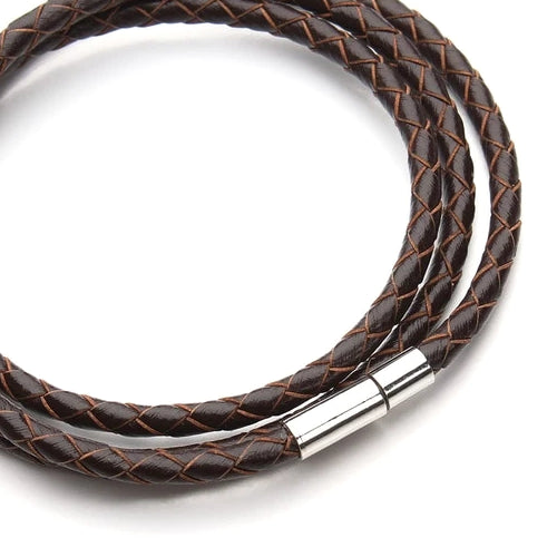 Classy Men Dark Brown Multi-Layer Leather Bracelet