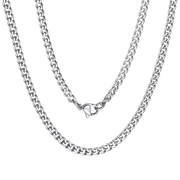 Classy Men 3.5mm Silver Curb Chain Necklace