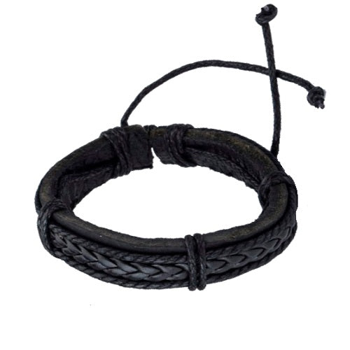 Classy Men Black Thick Leather Bracelet - Classy Men Collection