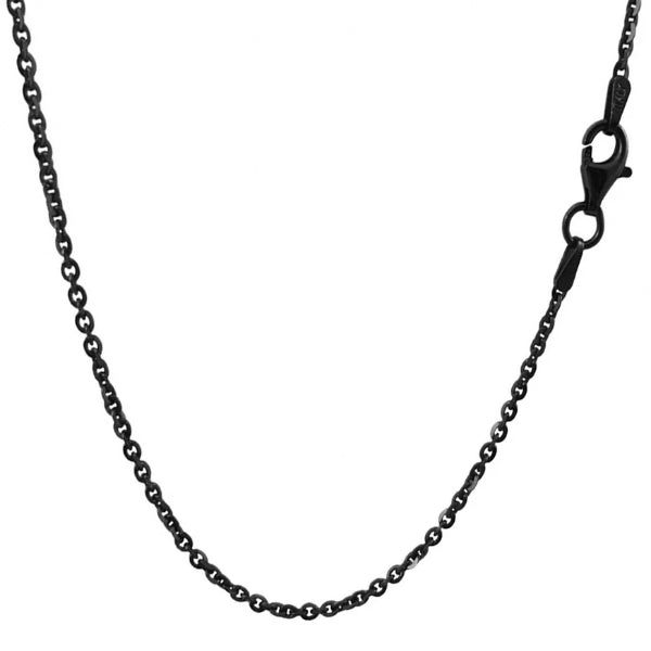 Classy Men 3mm Black Rolo Chain Necklace