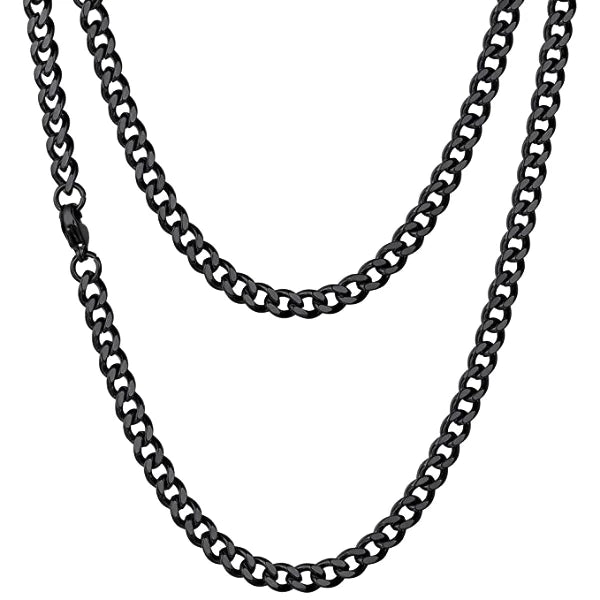 Classy Men 4.5mm Black Curb Chain Necklace