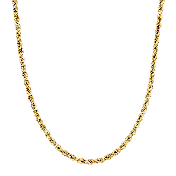 4mm Gold Rope Chain Necklace Made Of 316L Stainless Steel