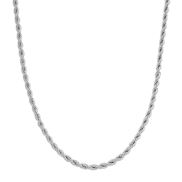 4mm Silver Rope Chain Necklace Made Of 316L Stainless Steel