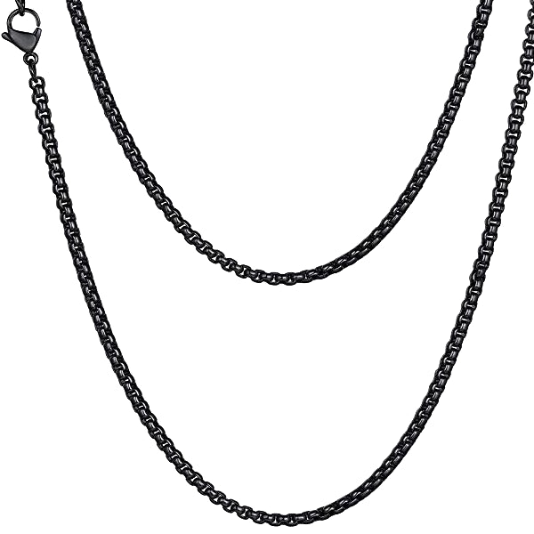 Classy Men 4mm Black Box Chain Necklace