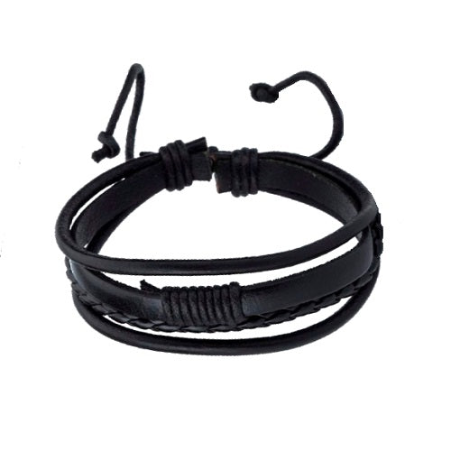 Classy Men Black Triple Leather Bracelet - Classy Men Collection