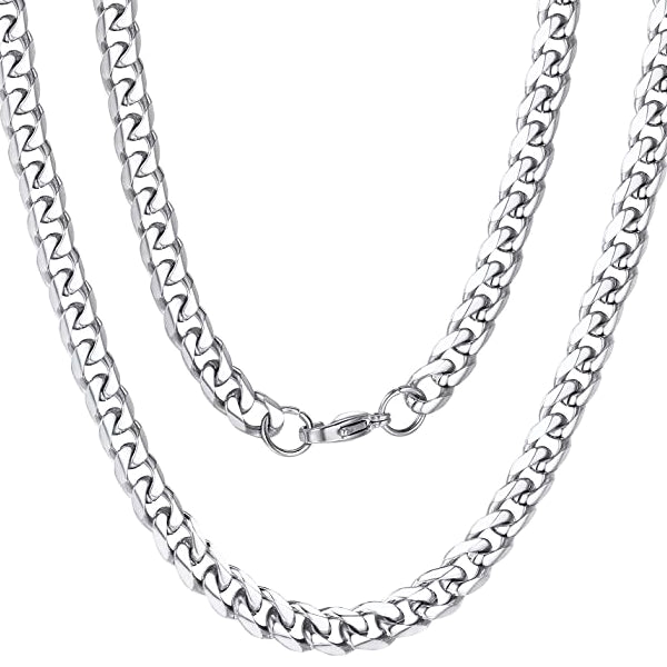 Classy Men 6.4mm Silver Curb Chain Necklace