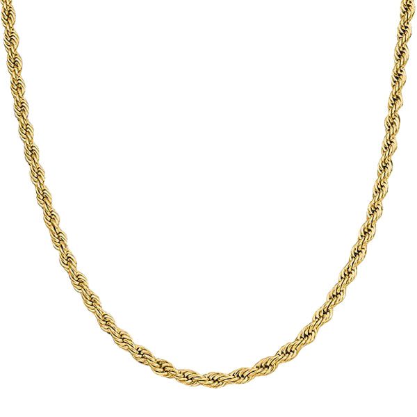 6mm Gold Rope Chain Necklace Made Of 316L Stainless Steel