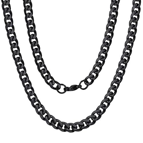 Classy Men 6mm Black Curb Chain Necklace