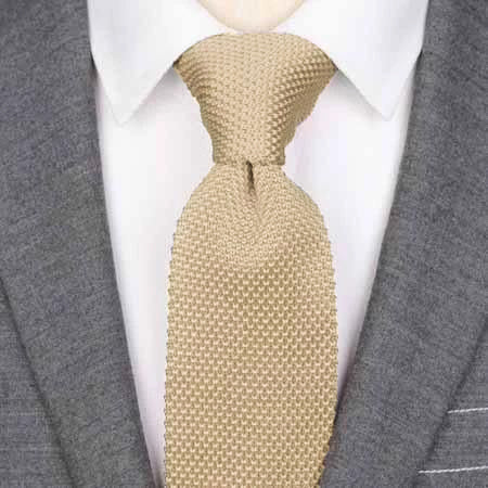 Classy Men Solid Beige Knitted Tie