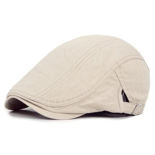 Men's Beige Cotton Flat Cap