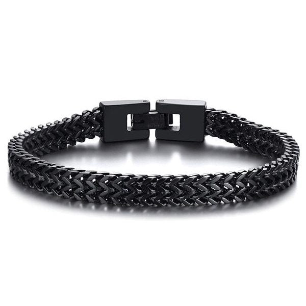 Bracciale da uomo di classe nero a coda di volpe a 2 file