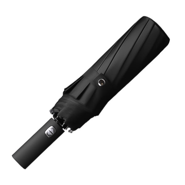 Black automatic folding rain umbrella for men