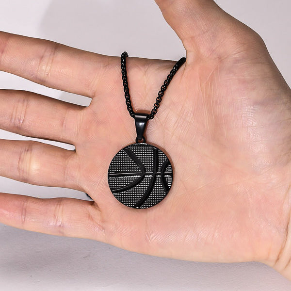 Black basketball pendant necklace for men