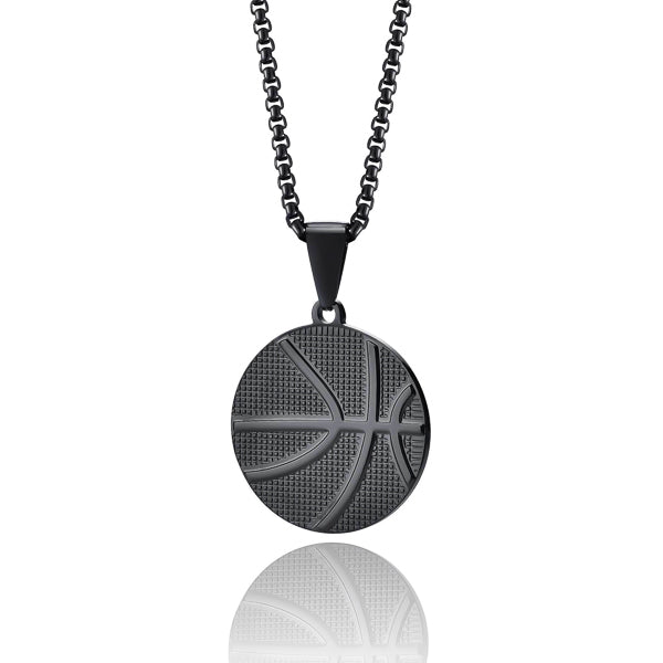 Black basketball pendant necklace