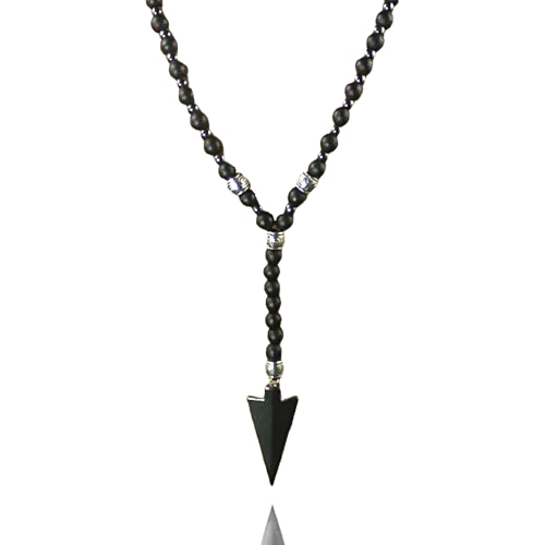 Beaded black arrowhead necklace for men