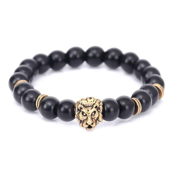 Classy Men Black Gold Lion Bracelet