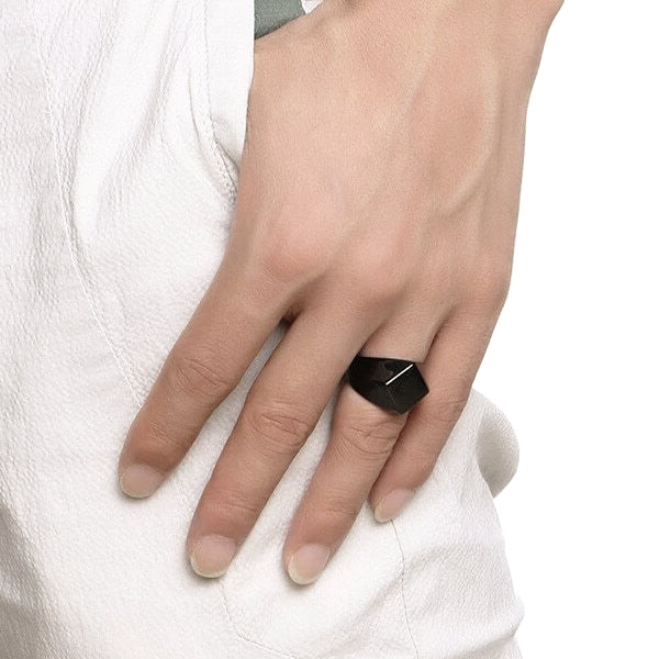 Classy Men Minimalist Signet Ring Black