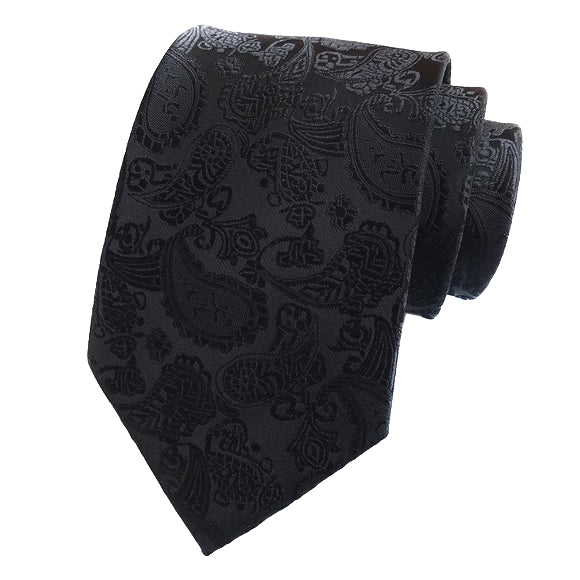 Classy Men Simple Black Paisley Tie