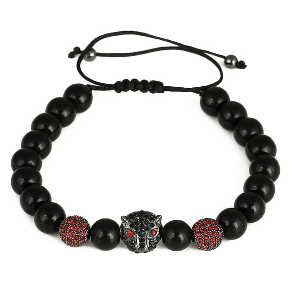 Bracciale leopardo nero rosso da uomo di classe