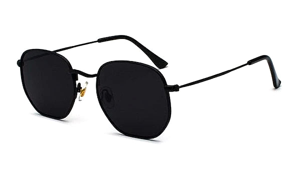 Black square hexagon sunglasses for men