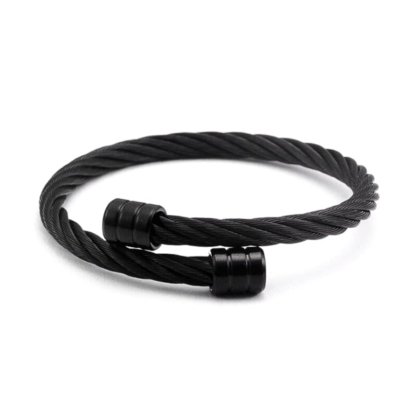 Black twisted bangle bracelet for men