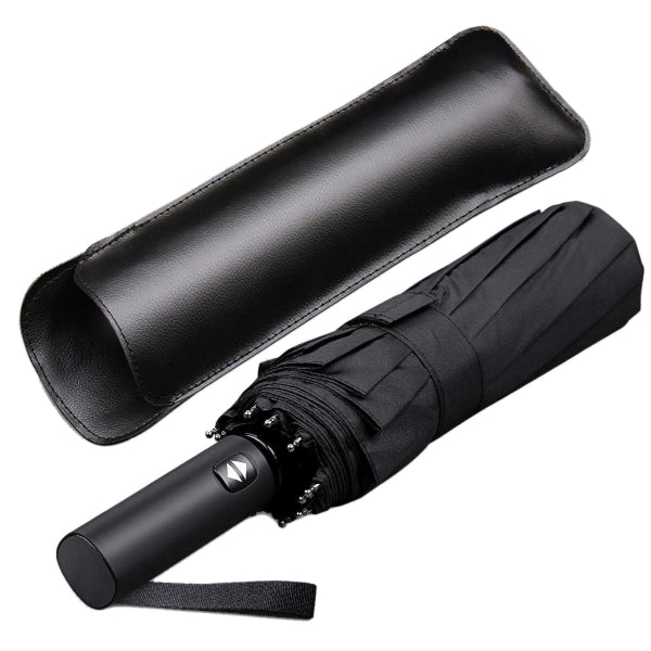 Black classic travel umbrella with a protective case