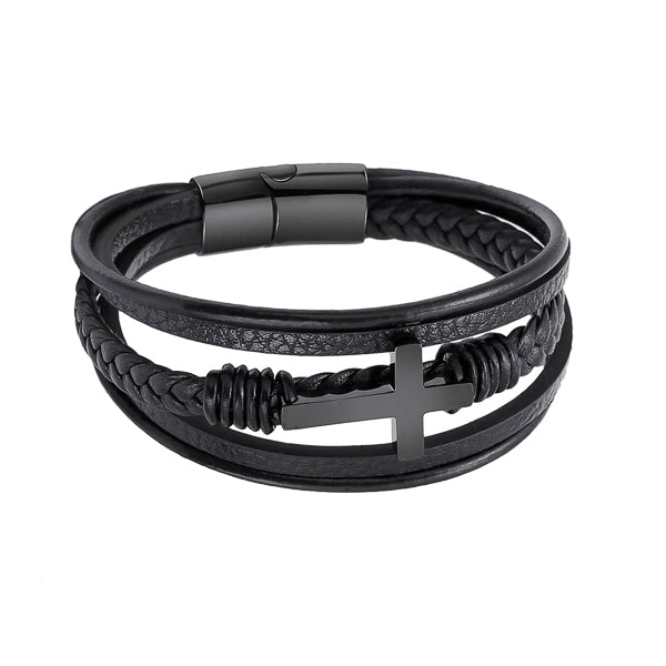 Black cross bracelet for men