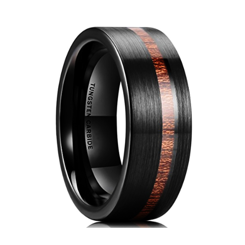 Classy Men Black Brushed Koa Wood Ring - Classy Men Collection