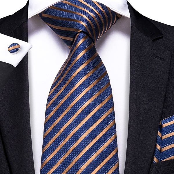 Blue copper stripe silk necktie