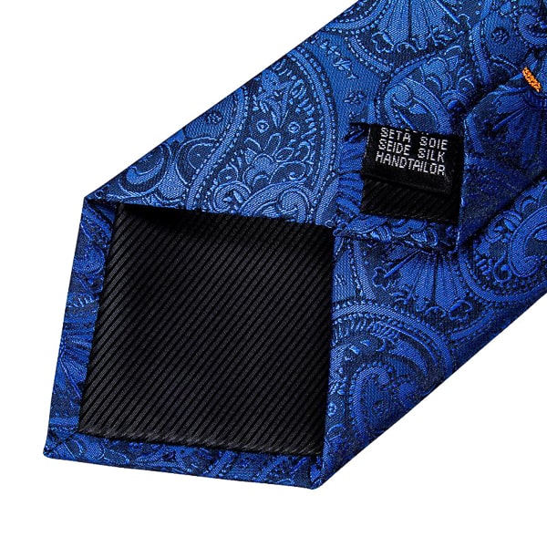 Blue paisley silk tie details