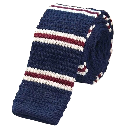 Classy Men Blue Red White Square Knit Tie